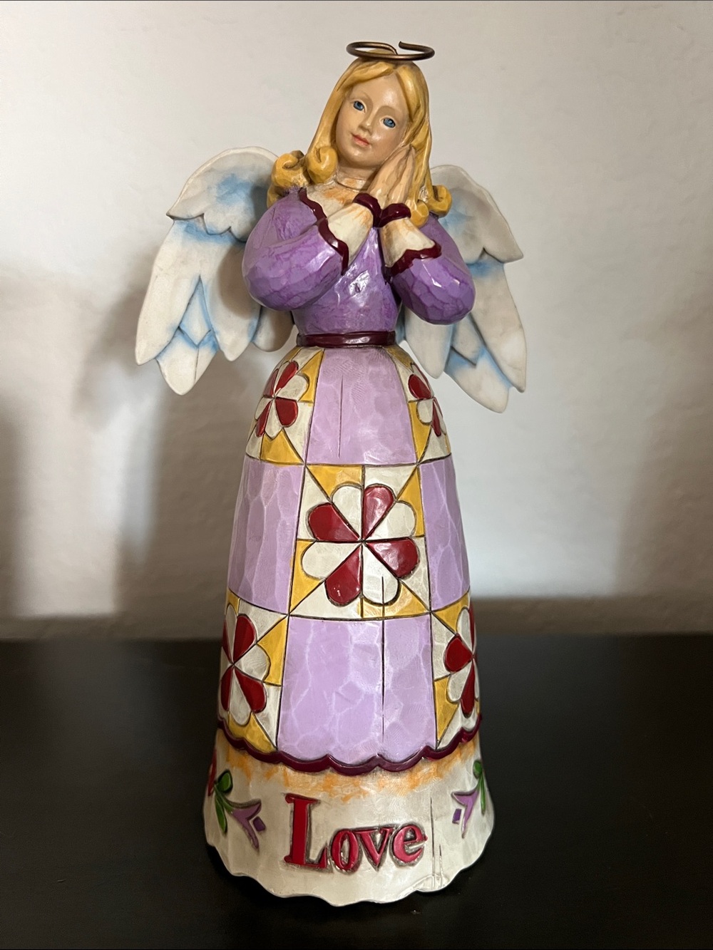 Jim Shore Decorative Lavender Angel Figurine with 'Love' Base